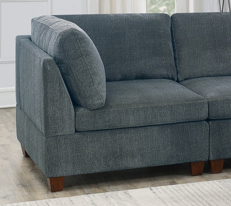 Grey Chenille Modular Sectional 8-Piece Set | Large Corner L-Sectional with 2 Corner Wedges, 4 Armless Chairs & 2 Ottomans – Modern Couch