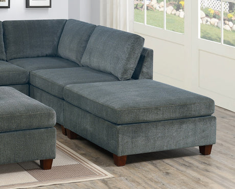 Grey Chenille Modular Sectional 6-Piece Set | Corner L-Sectional with 2 Corner Wedges, 2 Armless Chairs & 2 Ottomans – Modern Couch