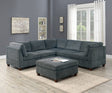 Living Room Furniture Grey Chenille Modular Sectional 6pc Set Corner Sectional Modern Couch 3x Corner Wedge 2x Armless Chairs and 1x Ottoman Plywood