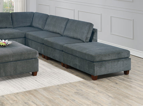 Grey Chenille Modular Sectional 8-Piece Set | Large Corner L-Sectional with 2 Corner Wedges, 4 Armless Chairs & 2 Ottomans – Modern Couch