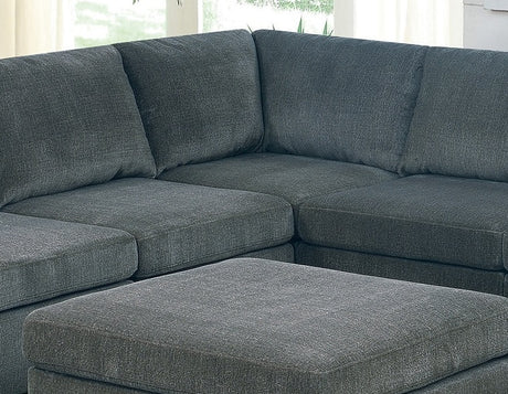 Grey Chenille Modular Sectional 9-Piece Set | Large U-Sectional with 3 Corner Wedges, 4 Armless Chairs & 2 Ottomans – Modern Couch