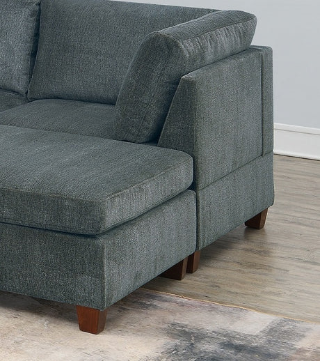 Grey Chenille Modular Sectional 9-Piece Set | Large U-Sectional with 3 Corner Wedges, 4 Armless Chairs & 2 Ottomans – Modern Couch