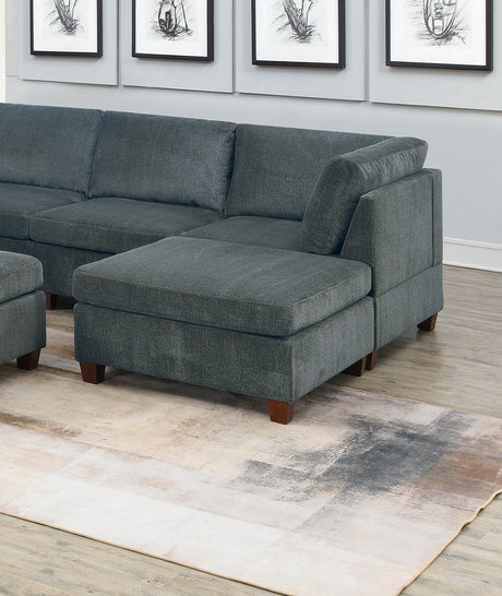 Grey Chenille Modular Sectional 9-Piece Set | Large U-Sectional with 3 Corner Wedges, 4 Armless Chairs & 2 Ottomans – Modern Couch