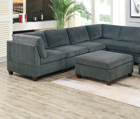 Grey Chenille Modular Sectional 9-Piece Set | Large U-Sectional with 3 Corner Wedges, 4 Armless Chairs & 2 Ottomans – Modern Couch