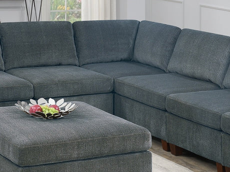 Grey Chenille Modular Sectional 8-Piece Set | Large Corner L-Sectional with 2 Corner Wedges, 4 Armless Chairs & 2 Ottomans – Modern Couch