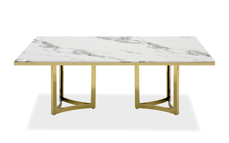 Vig Furniture Modrest Loomis - White Marble & Gold Dining Table