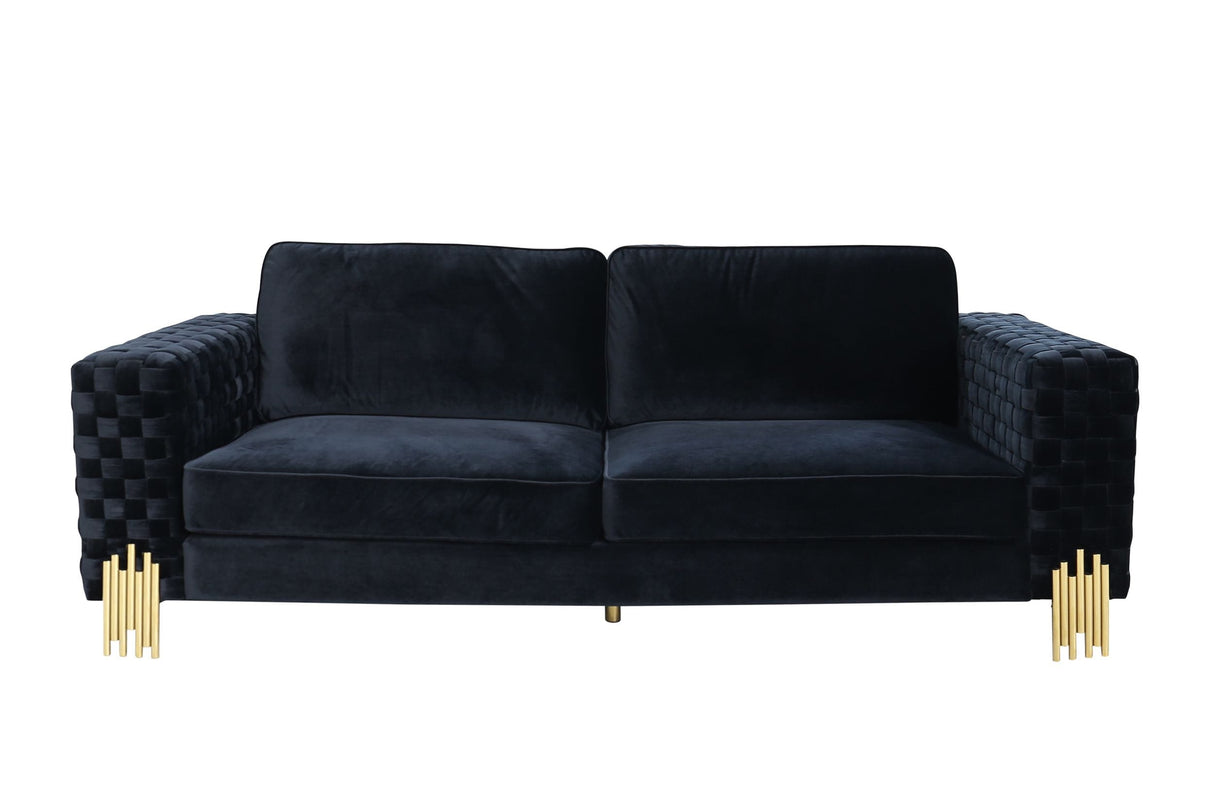 Divani Casa Lori - Modern Velvet Glam Black & Gold Sofa | Home Elegance USA