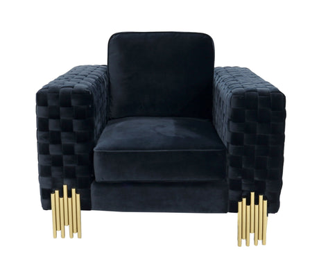 Vig Furniture Divani Casa Lori - Modern Velvet Glam Black & Gold Chair