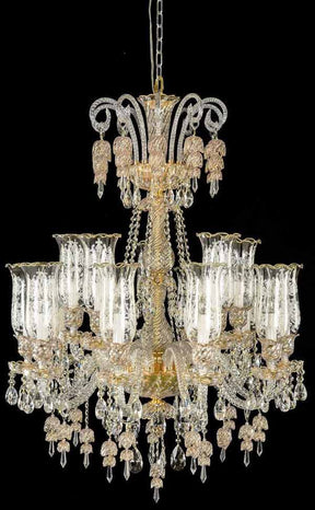 Garnier 15-Light Chandelier in Clear Glass & Gold Finish – Aico Furniture