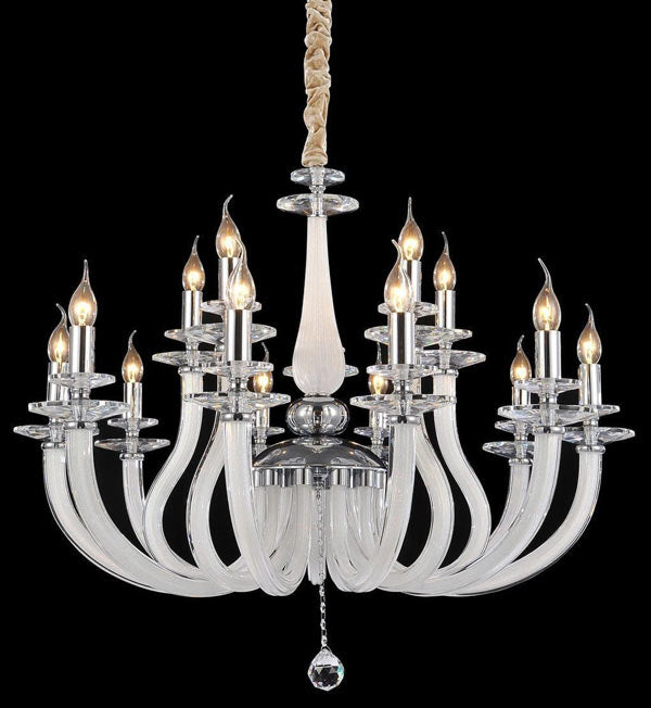 Aico Furniture - San Marco Opalescent Glass Chrome 15 Light Chandelier - Aic-Lt-Ch907-15Opl