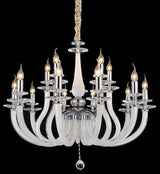 Aico Furniture - San Marco Opalescent Glass Chrome 15 Light Chandelier - Aic-Lt-Ch907-15Opl