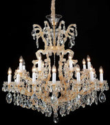 Aico Furniture - La Scala Cognac Glass Gold 25 Light Chandelier - Aic-Lt-Ch911-25Cgn