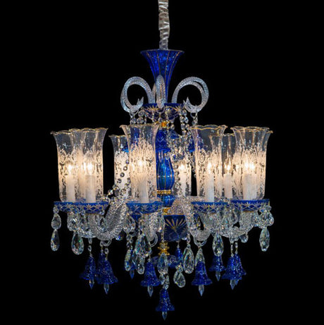 Aico Furniture - Winter Palace 10 Light Chandelier In Blue, Clear And Gold - Lt-Ch927-10Gld