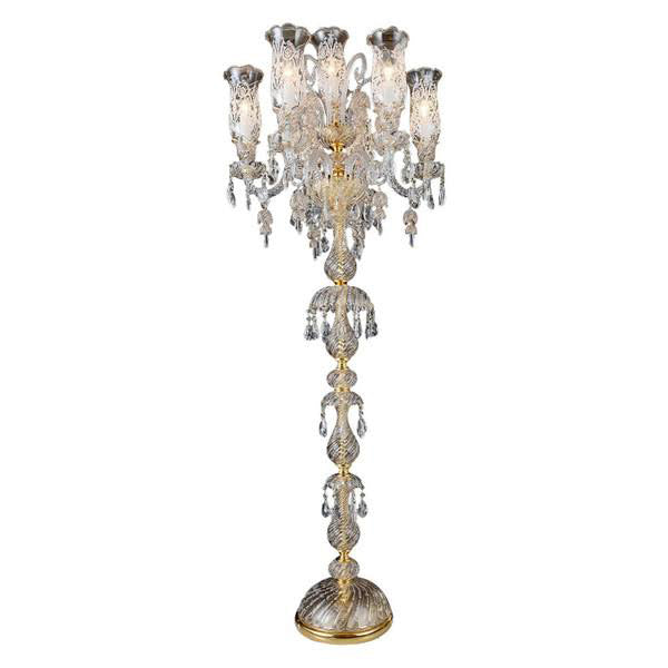 Aico Furniture - Garnier 7 Light Floor Lamp In Clear And Gold - Lt-Fl902-7Gld