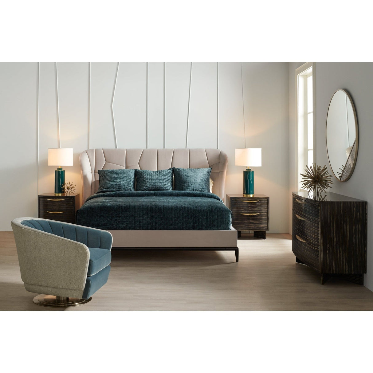 Caracole Modern Edge Vector Upholstered Bed - Cal King Dsc - Home Elegance USA