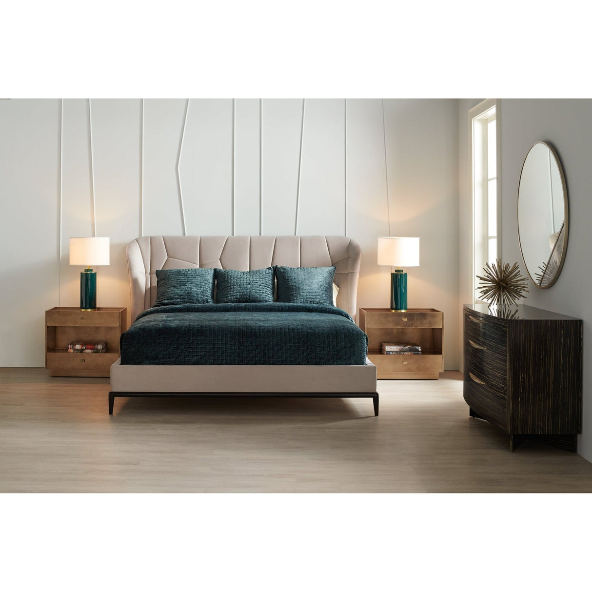 Caracole Modern Edge Vector Upholstered Bed - Cal King Dsc - Home Elegance USA