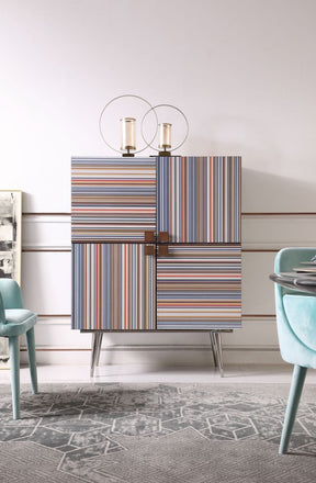 Vig Furniture Modrest Macoy - Modern Multicolor and Black Ash Wine Cabinet