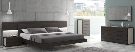Maia Light Grey Lacquer 4 Piece Eastern King Platform Bedroom Set - 17867221-K-4Set | J&M