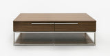 Vig Furniture Modrest Heloise - Modern Walnut and Stainless Steel Coffee Table