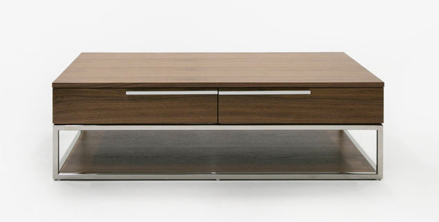 Vig Furniture Modrest Heloise - Modern Walnut and Stainless Steel Coffee Table