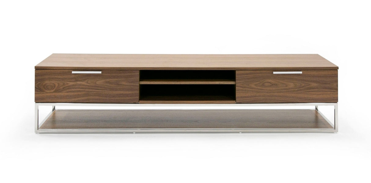 Vig Furniture Modrest Heloise - Modern Walnut and Stainless Steel TV Stand