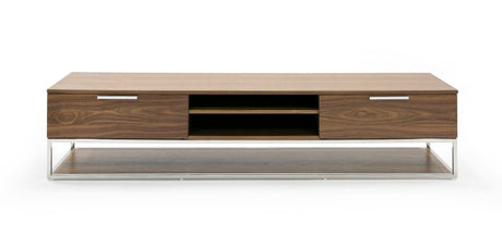 Vig Furniture Modrest Heloise - Modern Walnut and Stainless Steel TV Stand