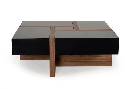 Vig Furniture - Modrest Makai Modern Black & Walnut Coffee Table - Vgbble624E-Blk