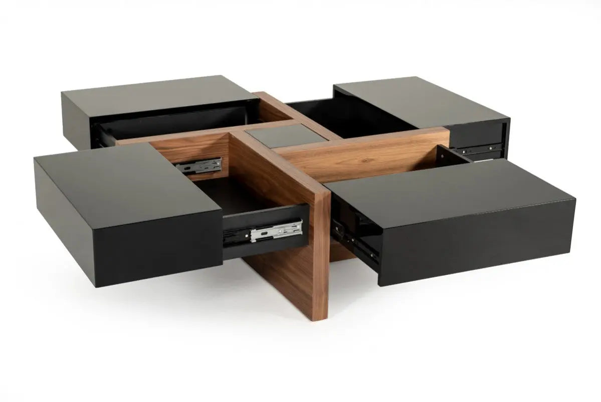 Vig Furniture - Modrest Makai Modern Black & Walnut Coffee Table - Vgbble624E-Blk