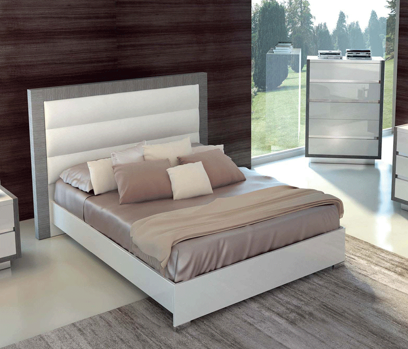 Esf Furniture - Mangano King Bed In High Gloss White - Manganobedks