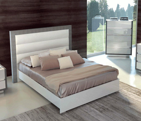 Esf Furniture - Mangano King Bed In High Gloss White - Manganobedks