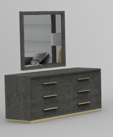 Vig Furniture Modrest Manhattan- Contemporary Grey and Gold Dresser