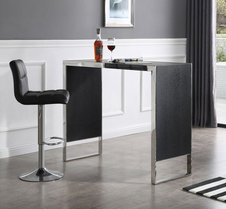 Vig Furniture Modrest Manston - Modern Black Oak & Stainless Steel Bar Table