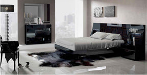 Marbella 5 Piece Queen Bedroom Set In Glossy Black - Marbellah-Bqs-5Set | ESF