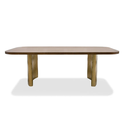 Vig Furniture Modrest Marjorie - Modern Walnut + Brushed Gold Rectangular Dining Table