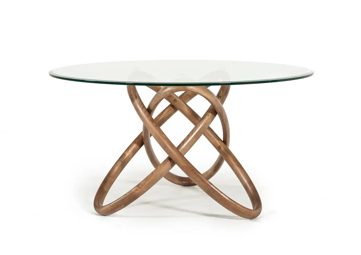 Vig Furniture - Modrest Mason Modern Round Glass & Walnut Dining Table - Vgcsdt-16138
