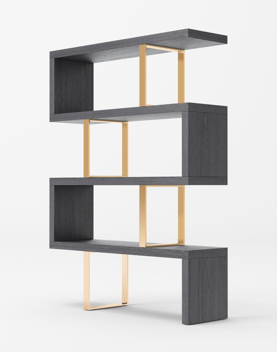 Vig Furniture Modrest Maze - Elm Grey & Gold Bookcase