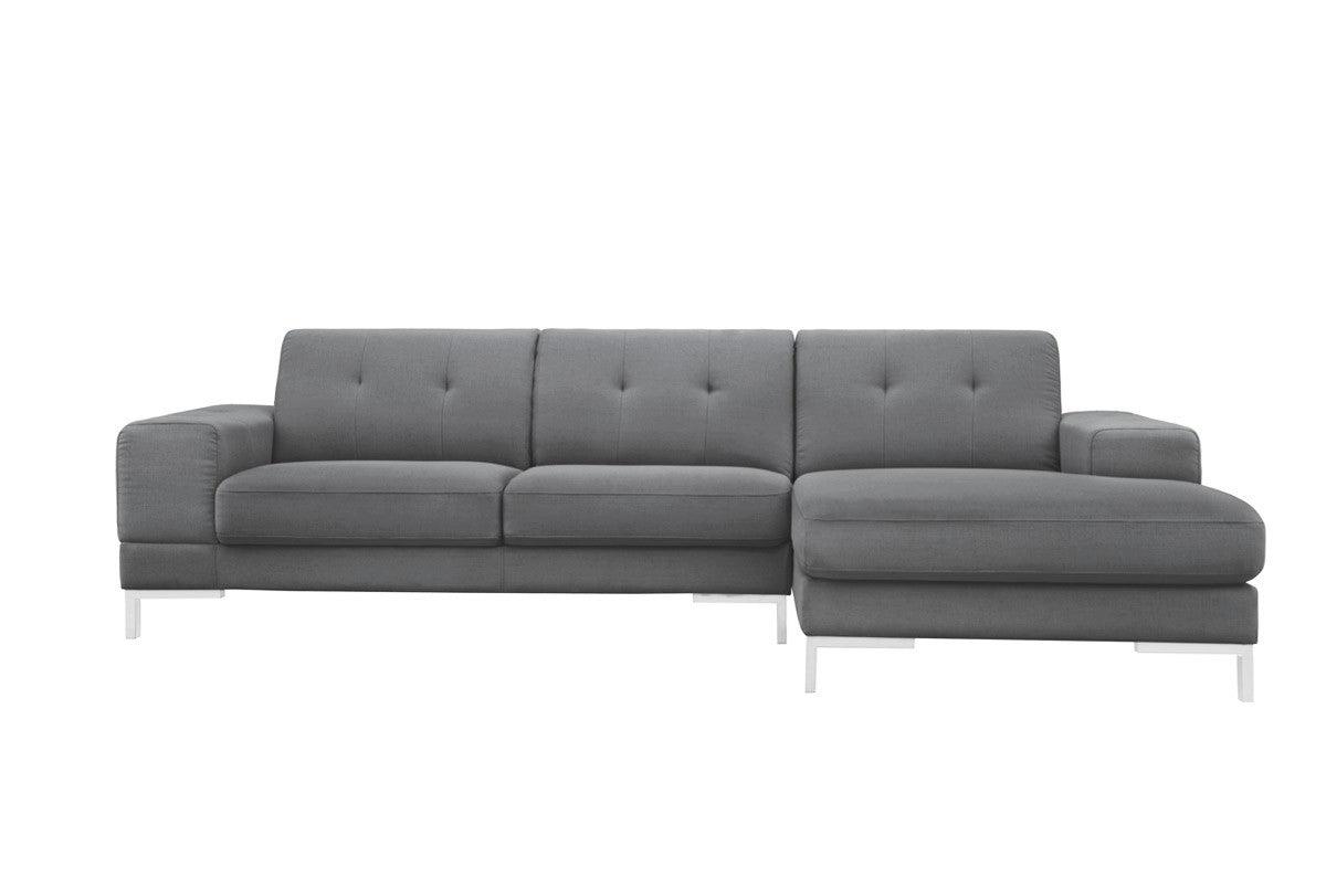 Divani Casa Forli Modern Grey Fabric Sectional Sofa WRight Facing Chaise Vgmb - 1071B - Gry - Raf | Home Elegance USA