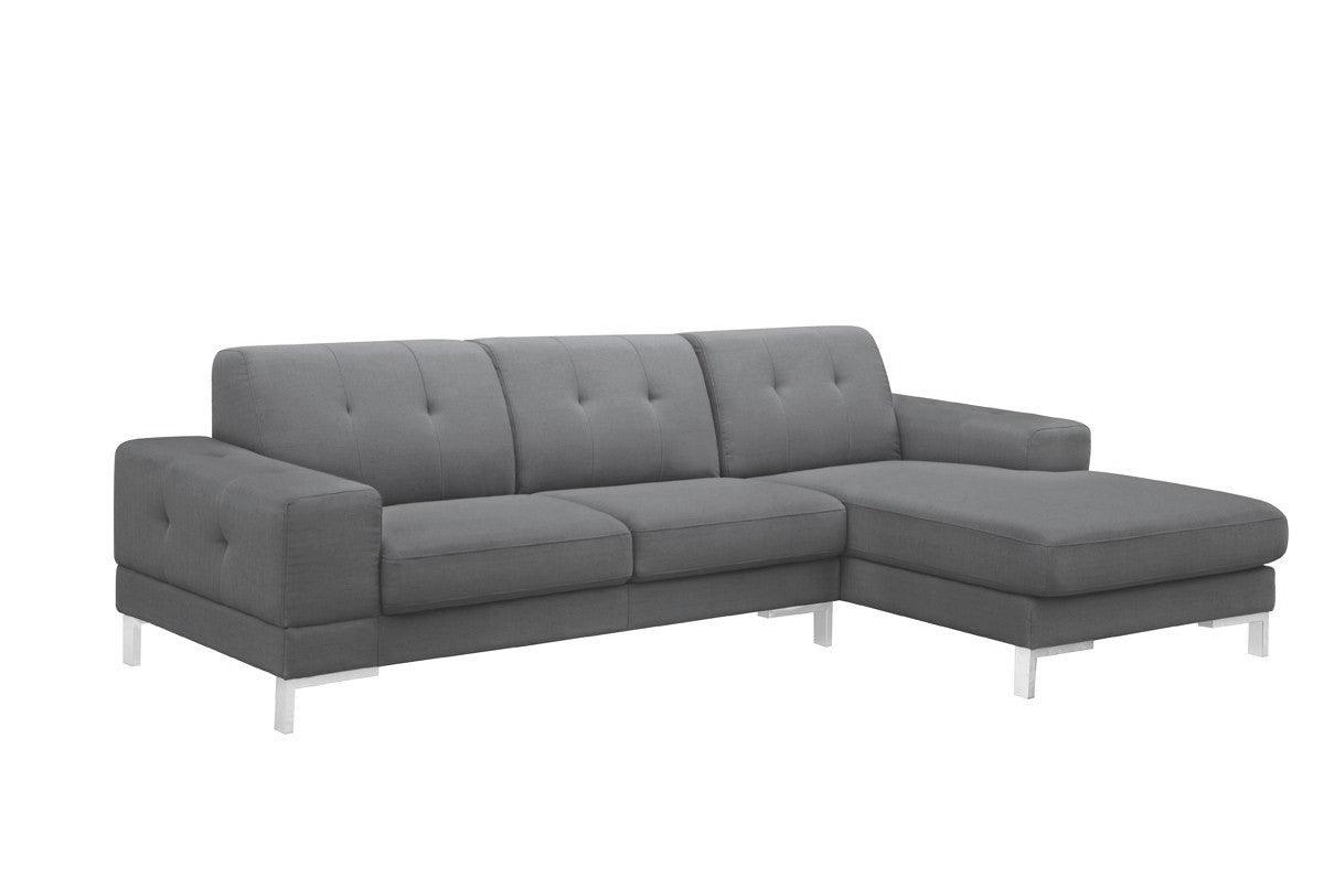 Divani Casa Forli Modern Grey Fabric Sectional Sofa WRight Facing Chaise Vgmb - 1071B - Gry - Raf | Home Elegance USA