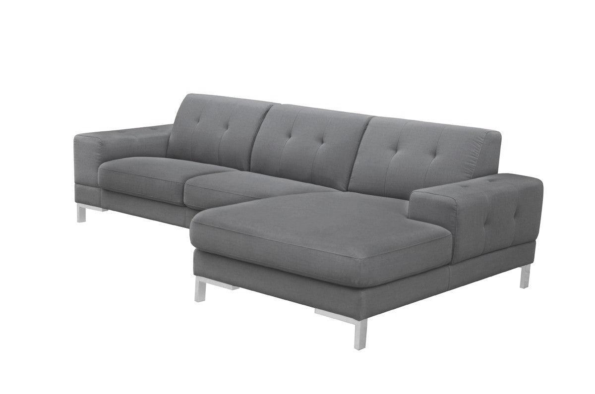 Divani Casa Forli Modern Grey Fabric Sectional Sofa WRight Facing Chaise Vgmb - 1071B - Gry - Raf | Home Elegance USA