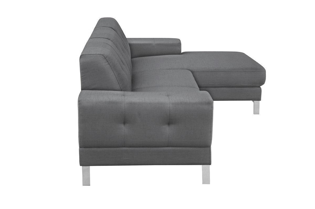 Divani Casa Forli Modern Grey Fabric Sectional Sofa WRight Facing Chaise Vgmb - 1071B - Gry - Raf | Home Elegance USA
