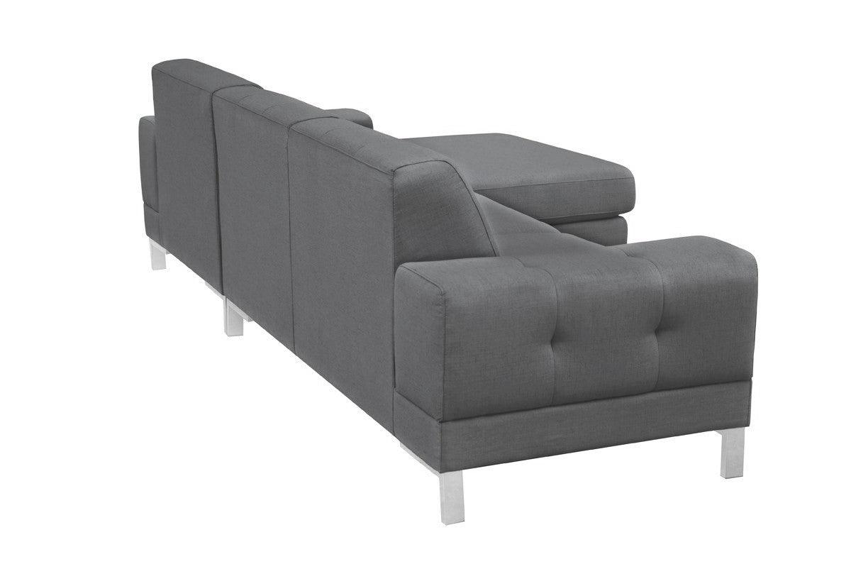 Divani Casa Forli Modern Grey Fabric Sectional Sofa WRight Facing Chaise Vgmb - 1071B - Gry - Raf | Home Elegance USA