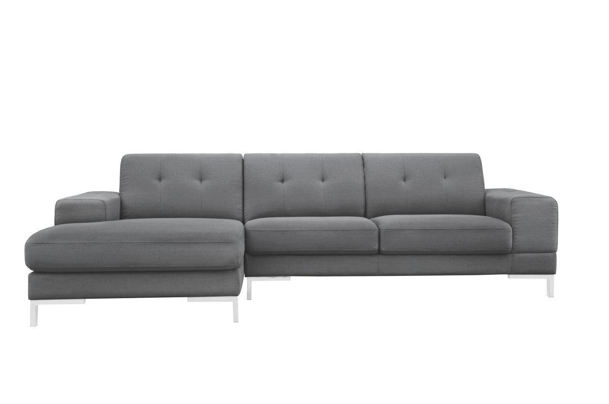 Divani Casa Forli Modern Grey Fabric Sectional Sofa WLeft Facing Chaise Vgmb - 1071B - Gry - Laf | Home Elegance USA