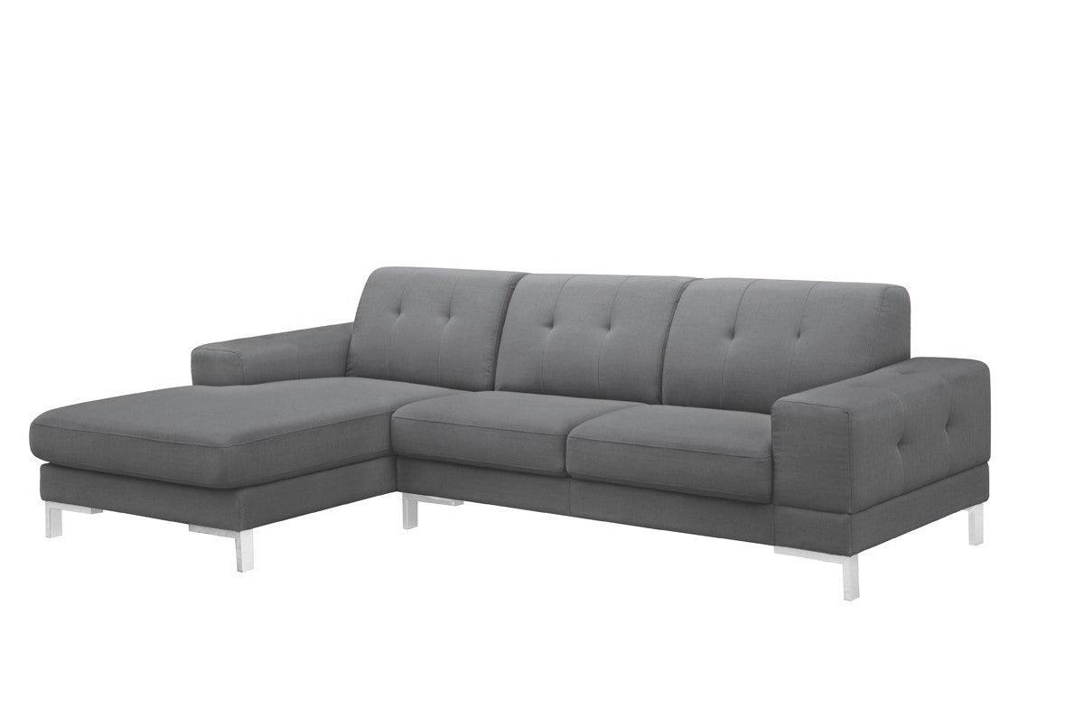 Divani Casa Forli Modern Grey Fabric Sectional Sofa WLeft Facing Chaise Vgmb - 1071B - Gry - Laf | Home Elegance USA