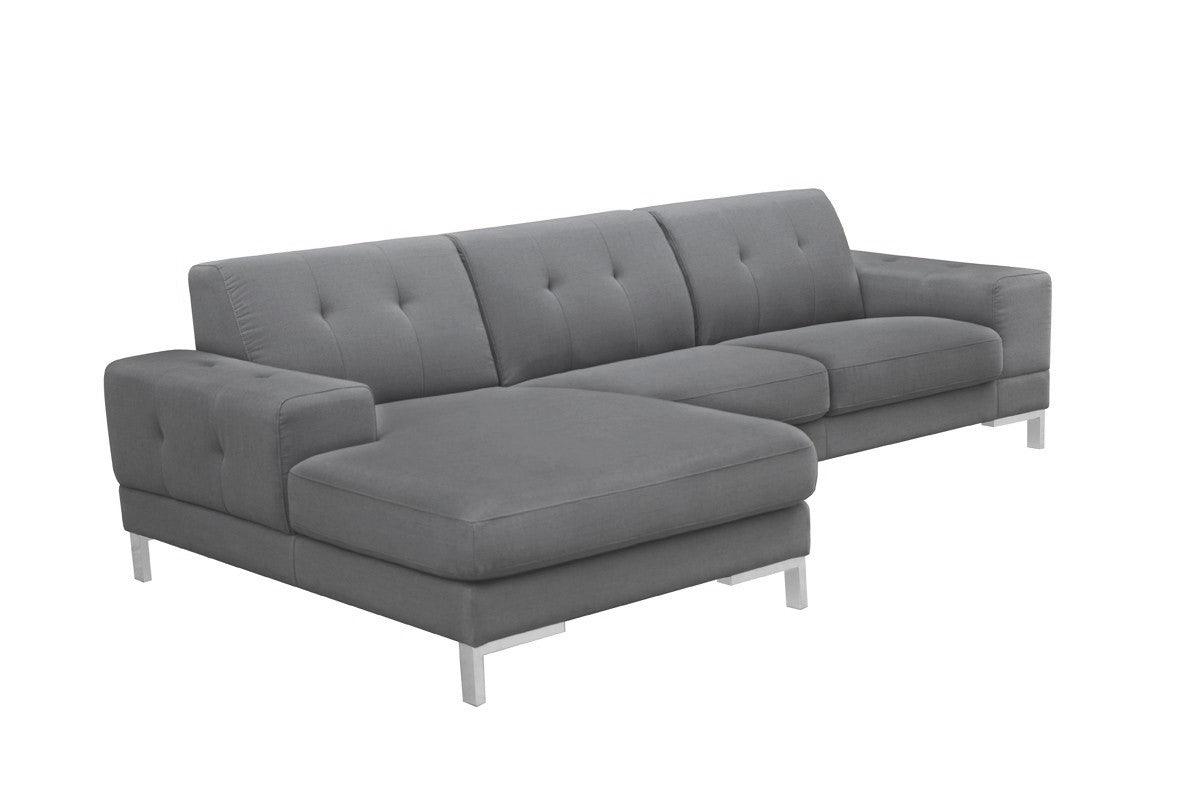 Divani Casa Forli Modern Grey Fabric Sectional Sofa WLeft Facing Chaise Vgmb - 1071B - Gry - Laf | Home Elegance USA