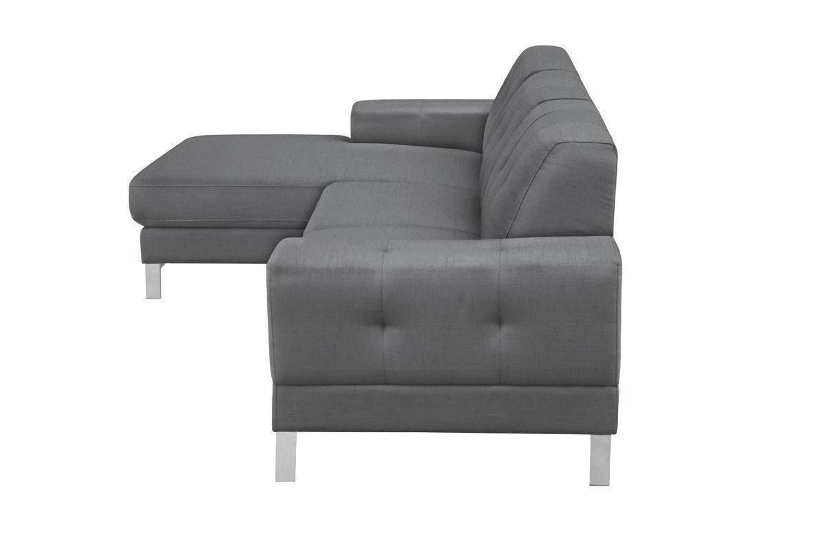 Divani Casa Forli Modern Grey Fabric Sectional Sofa WLeft Facing Chaise Vgmb - 1071B - Gry - Laf | Home Elegance USA