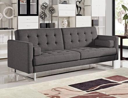 Vig Furniture - Divani Casa Bauxite Modern Grey Fabric Sofa Bed - Vgmb1471-Gry-Bed