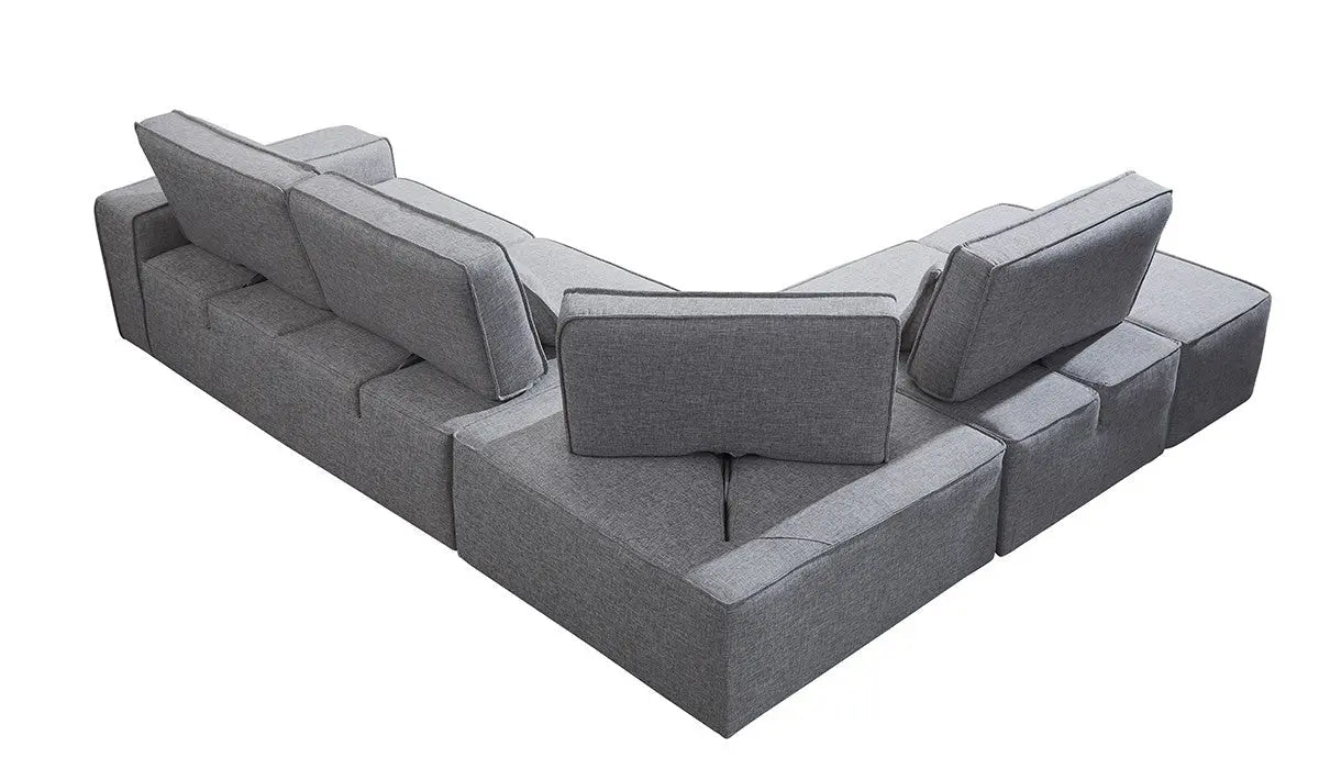 Divani Casa Chapel Modern Light Grey Fabric Sectional Sofa WOttoman Vgmb - 1686 - Gry | Home Elegance USA