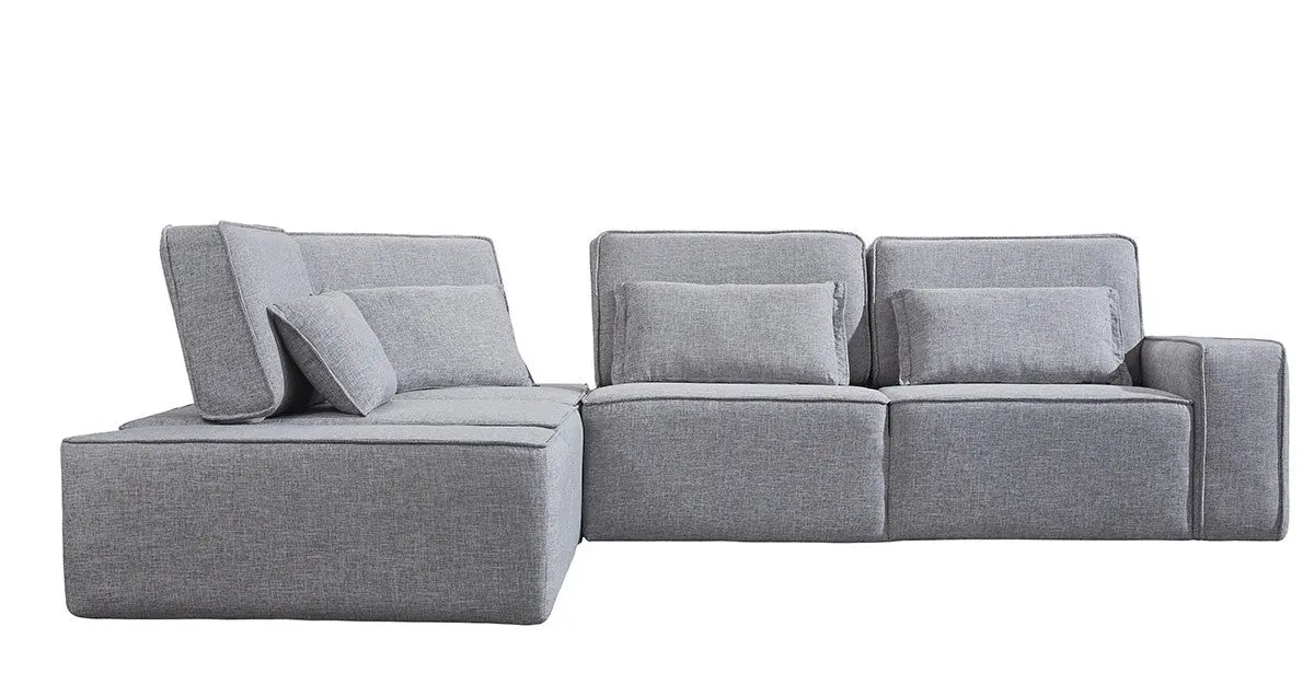 Divani Casa Chapel Modern Light Grey Fabric Sectional Sofa WOttoman Vgmb - 1686 - Gry | Home Elegance USA