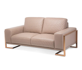 Michael Amini Mia Bella Gianna Leather Loveseat in Light Coffee with Rose Gold Base – AICO Furniture