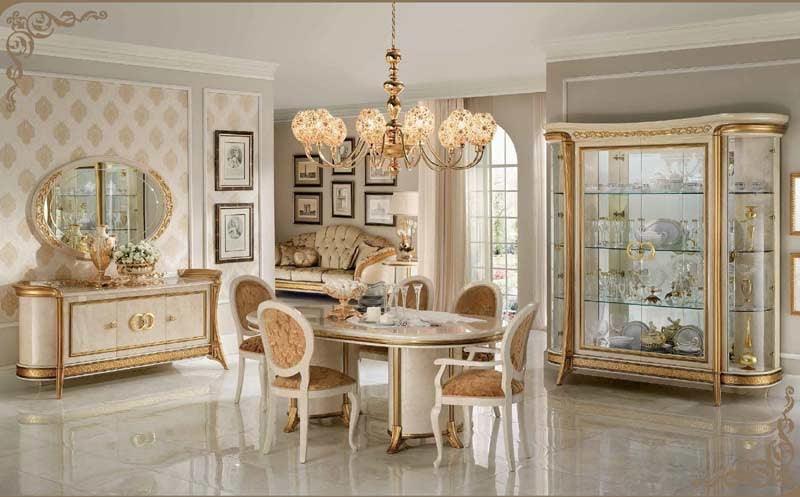 Arredoclassic Italy Melodia 6 Piece Oval Dining Table Set W - 2Ext - Melodiadt - 6Set | ESF | Home Elegance USA
